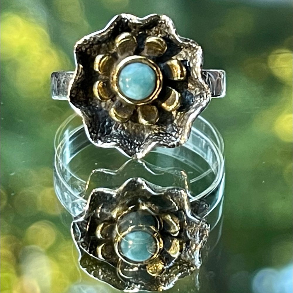 Smithsonite Two-Tone Solid 925 Sterling Silver Ri… - image 4